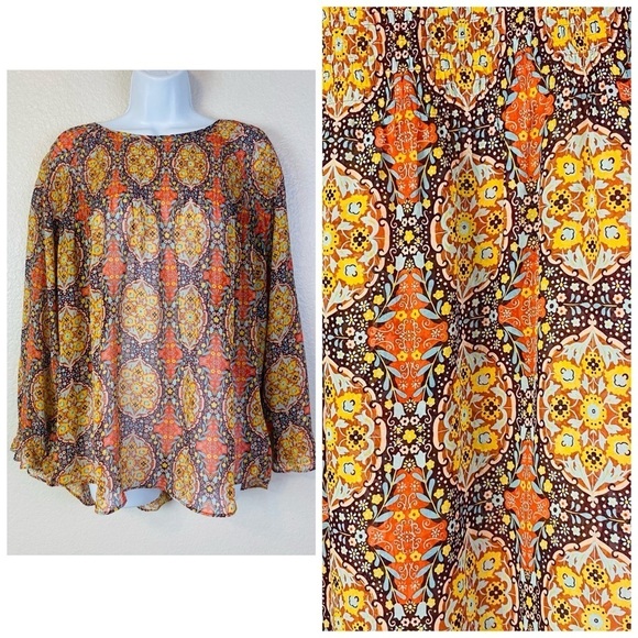 Sundance Silk Boho Long Sleeve Smocked Neckline Peasant Blouse Size M - Picture 1 of 7